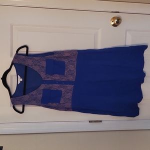 NWT Charming Charlie Cobalt Blue Dress with Lavender Lace, Size L